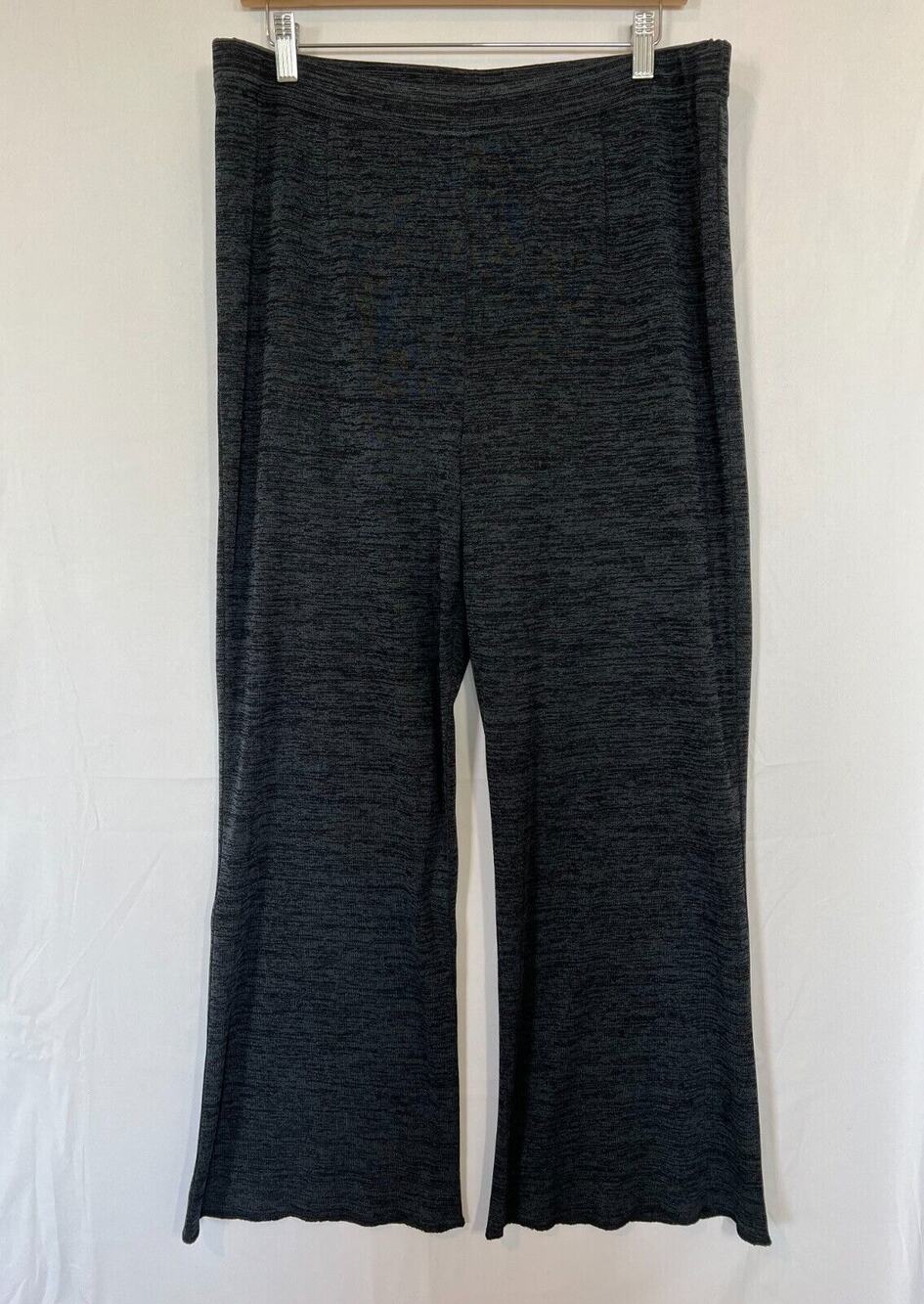 Exclusively Misook High Rise Wide Leg Pants Sz XL Pull On Stretch Heathered Gray